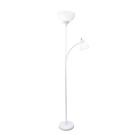 Simple Designs Floor Lamp with Reading Light, White LF2000-WHT